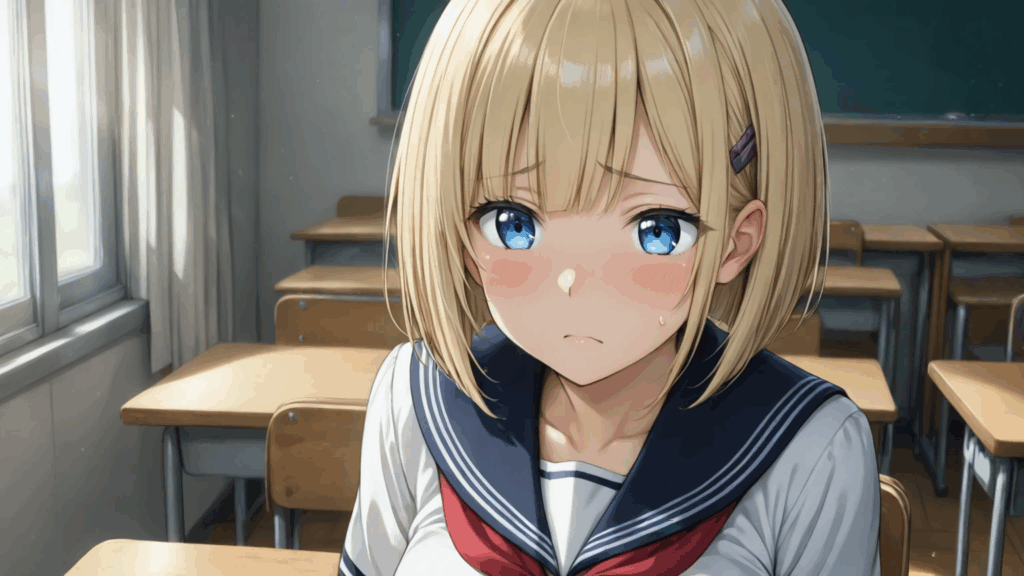 困ったショートボブ金髪美少女